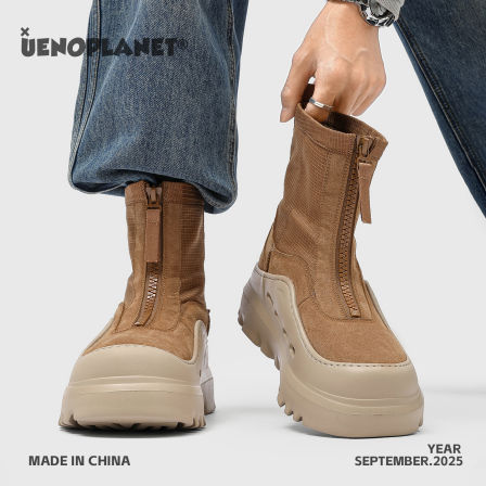 OKKO雪地靴加绒加厚男款长筒拉链冬季休闲厚底东北零下40度棉鞋女