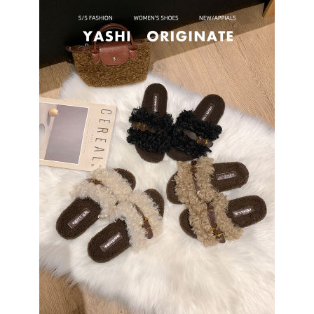 软萌毛毛鞋拖鞋秋冬外穿2025网红时尚棕色爆款厚底ins休闲勃肯鞋