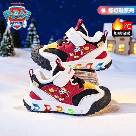 汪汪队男童闪灯雪地靴2025年秋冬新款加绒保暖防滑耐磨儿童休闲鞋