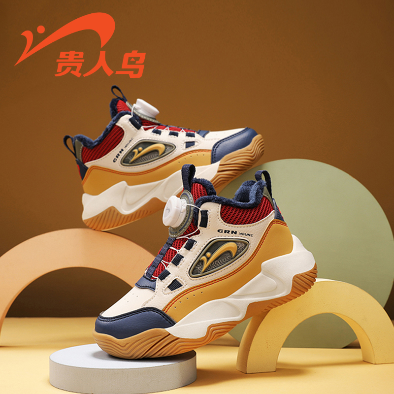 贵人鸟儿童棉鞋男童加绒鞋秋冬季2025新款运动鞋女孩冬款革面跑鞋主图