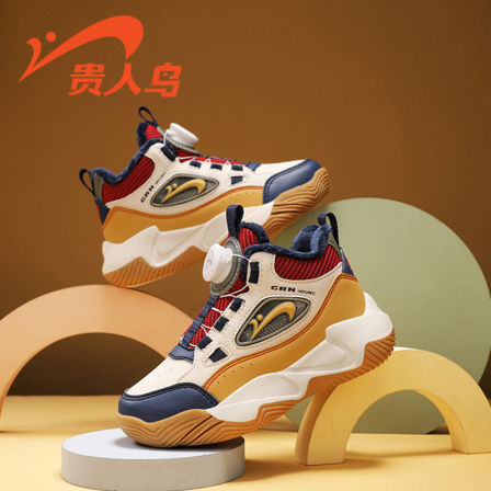 贵人鸟儿童棉鞋男童加绒鞋秋冬季2025新款运动鞋女孩冬款革面跑鞋