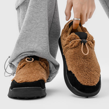 冬季新款情侣懒人毛毛鞋东北户外防寒加绒加厚雪地靴男女保暖棉鞋