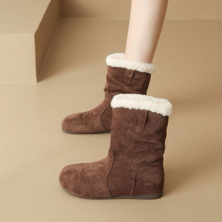 内增高勃肯短靴子女2025新款冬季加绒加厚保暖棉鞋中筒雪地靴女款