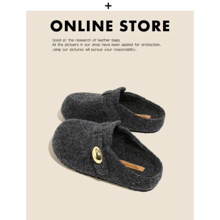 超火小金豆！厚底加绒灰色勃肯鞋女2025秋冬新款外穿毛毛包头拖鞋