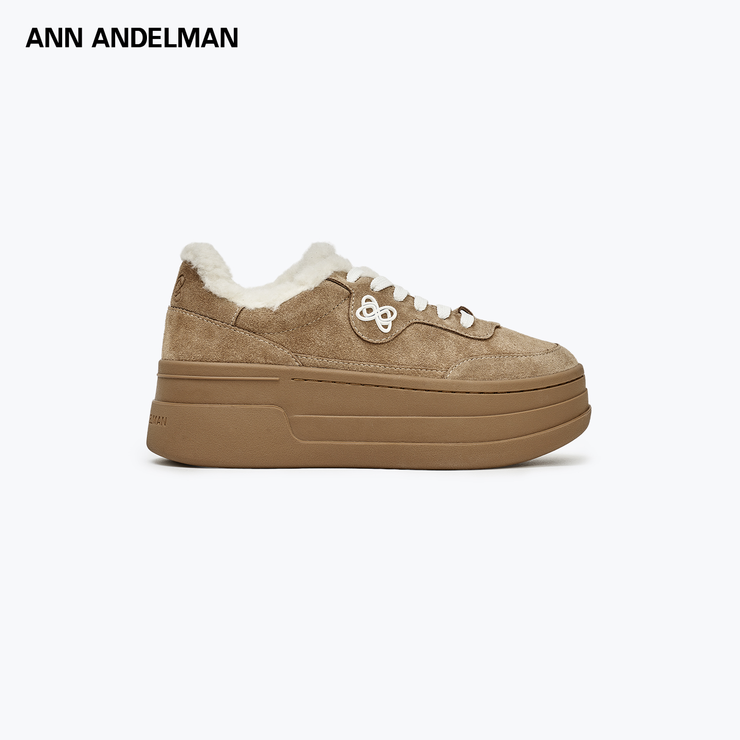 ANN ANDELMAN厚底加绒休闲板鞋冬季保暖时尚百搭系带增高毛毛棉鞋主图