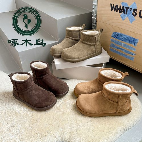 啄木鸟/冬季男女同款新款休闲百搭防滑加绒保暖女款雪地靴通用-X主图