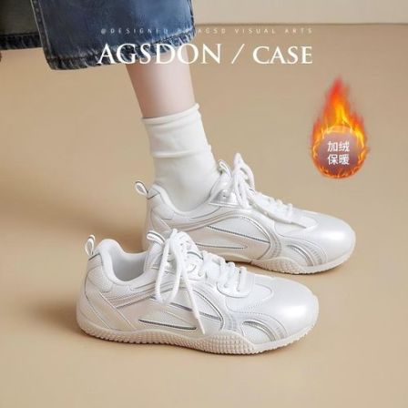 【奥古狮登】德训鞋女百搭芭蕾跟高3CM板鞋小白鞋W143133+R143133AA