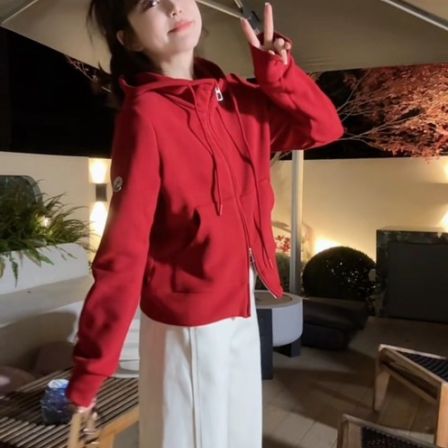 YX五WY20251202新款双面德绒戴帽卫衣外套时尚休闲长袖