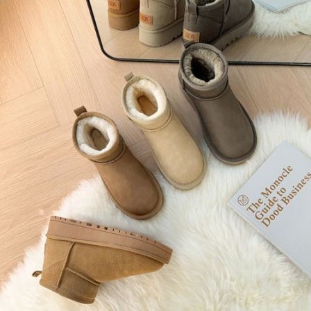 增高4CM厚底mini低帮雪地靴加厚保暖冬季增高靴子加绒秋冬保暖