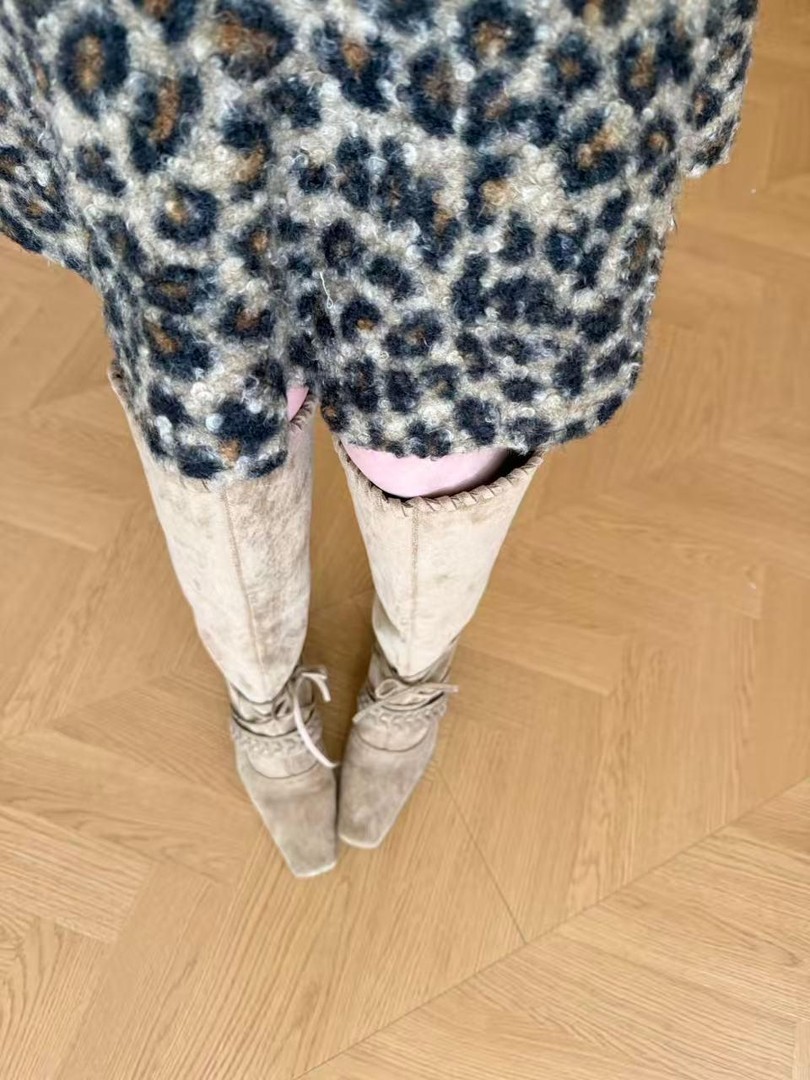 【赵小小yimao】2027122 绒面车缝线长靴复古瘦瘦靴法式细跟骑士靴主图