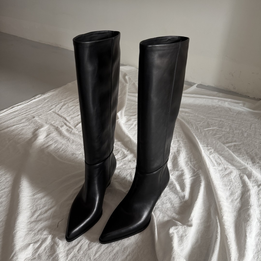 YDD/25秋冬新款精致极简酷飒尖头时尚气质百搭方跟骑士长靴/5803主图