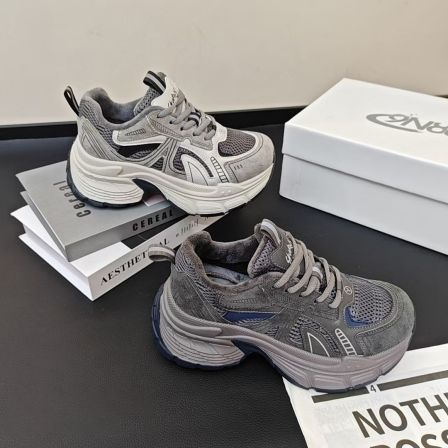 【龙姐专属】厚底老爹鞋2025时尚百搭加绒休闲鞋5820 跟高5.5CM