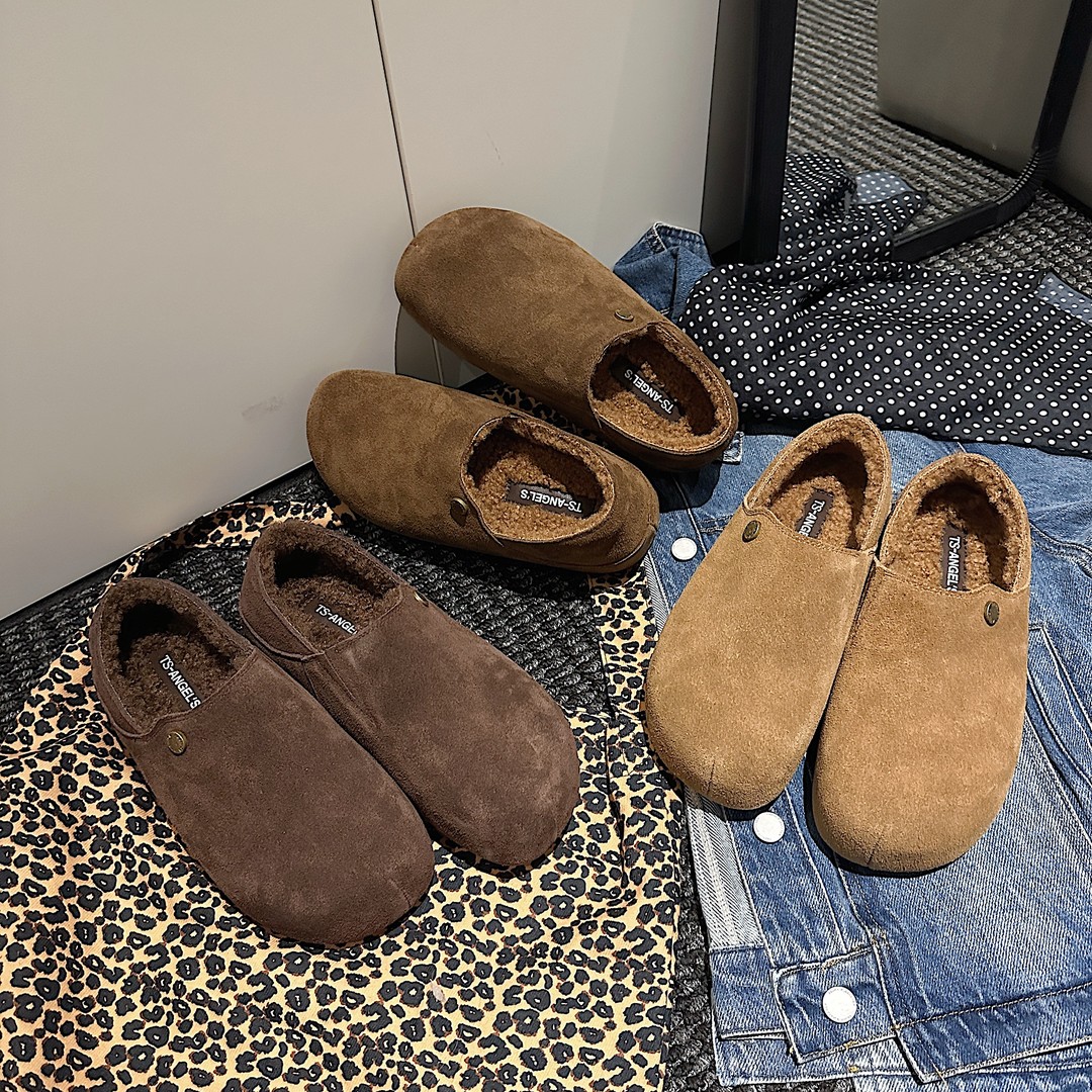 TS/TS休闲鞋女2025秋冬新款一脚蹬加绒保暖复古时尚简约勃肯鞋主图