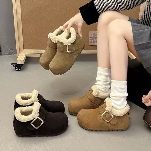 【真皮牛皮】冬季新款时尚百搭内增高厚底勃肯鞋加绒加厚保暖雪地靴主图