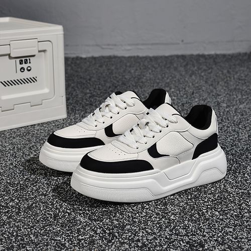 熊猫鞋增高鞋2025新款圆头轻质小白鞋冬季休闲板鞋系带拼色休闲风主图