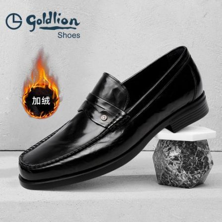 【加绒可选】金利来男鞋商务休闲乐福皮鞋手抓纹高端商务开车鞋151