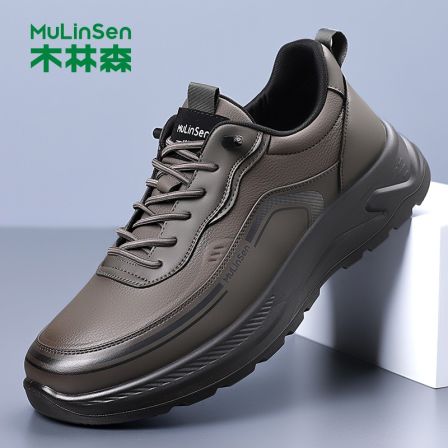 木林森男鞋2025冬季新款软底透气百搭时尚潮流运动皮鞋男休闲鞋男