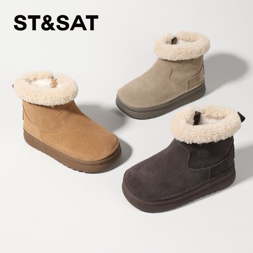 星期六儿童加绒雪地靴短靴2024新款冬季宝宝女童靴子女童大棉鞋主图