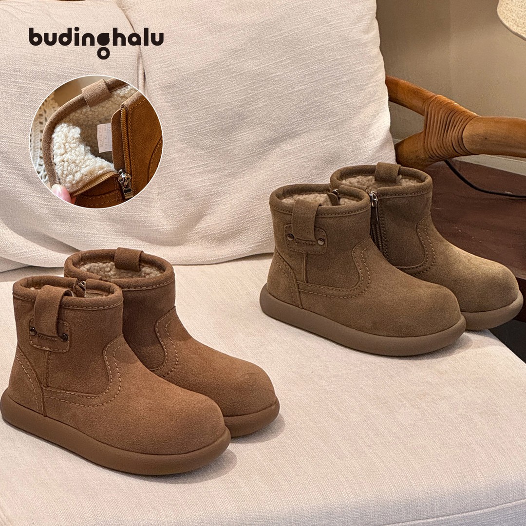 布丁哈鲁 童鞋雪地靴儿童勃肯鞋冬季保暖加厚加绒防滑25D501主图