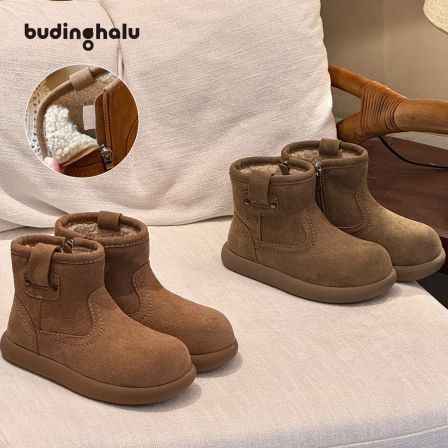 布丁哈鲁 童鞋雪地靴儿童勃肯鞋冬季保暖加厚加绒防滑25D501