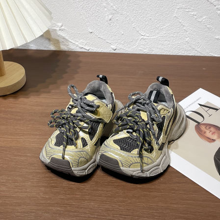 左左家冬季男女童防滑加绒运动鞋中大童新款免系带潮酷百搭老爹鞋