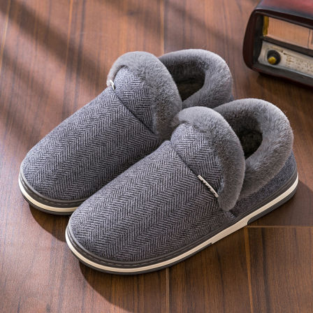 张凯丽老人棉拖鞋男冬季室内保暖包跟加绒防滑居家居毛毛静音棉鞋