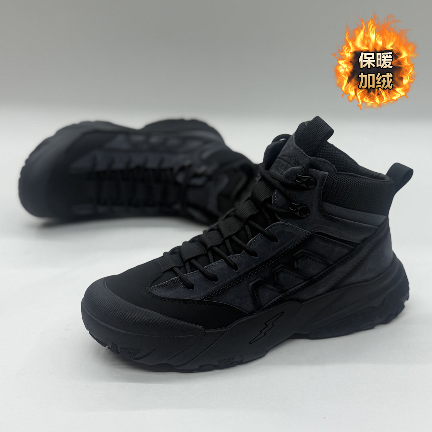 棉鞋男2025冬季新款真皮羊毛保暖高筒男鞋运动休闲户外厚底雪地靴主图