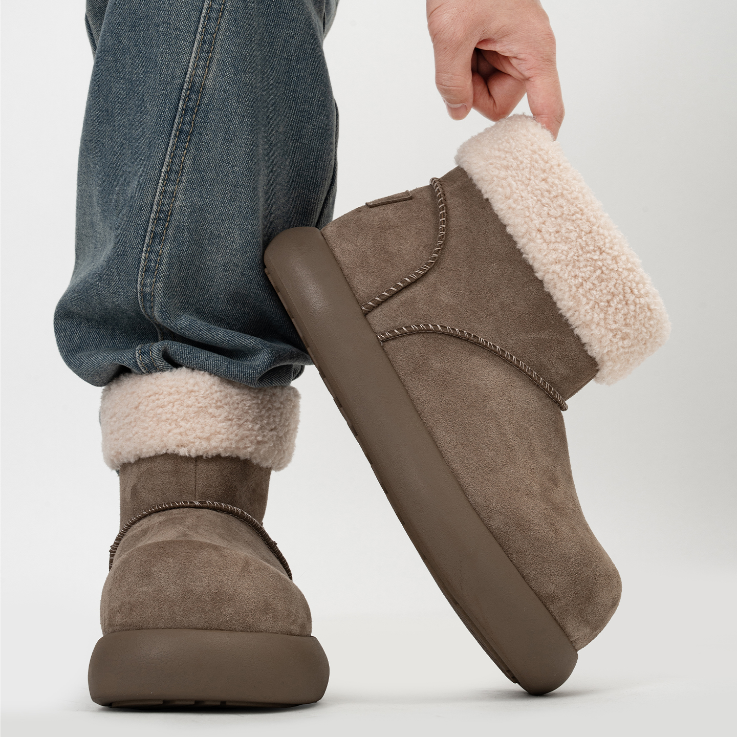 冬季加绒厚底小土豆雪地靴男女户外保暖勃肯棉鞋丑萌大头马丁靴潮主图