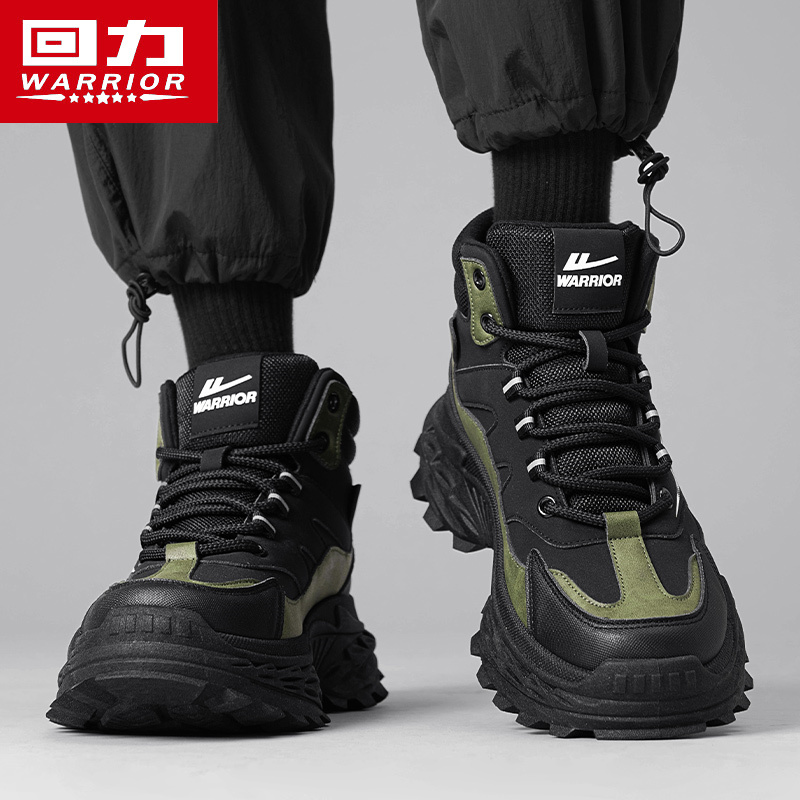 回力男鞋2025新款冬季高帮加绒加厚保暖棉鞋户外马丁靴机车工装鞋主图