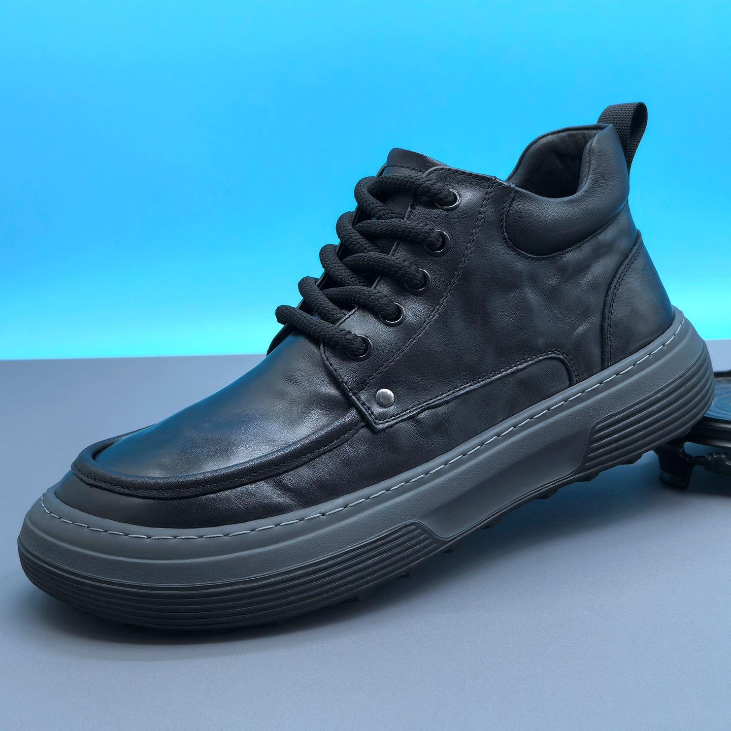 男士冬鞋真皮防滑高帮鞋男款2025新款冬季加绒男鞋全牛皮休闲皮鞋主图