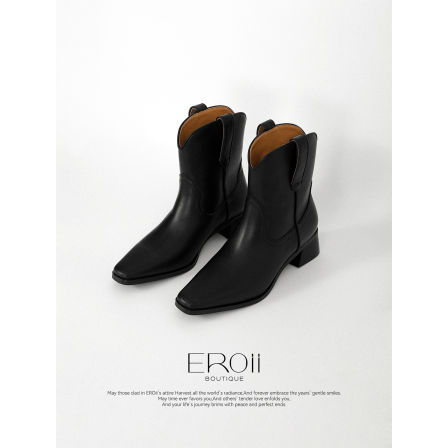 邹雪糕EROii【提升气质王炸神靴】必冲单品头层小牛皮高跟短靴