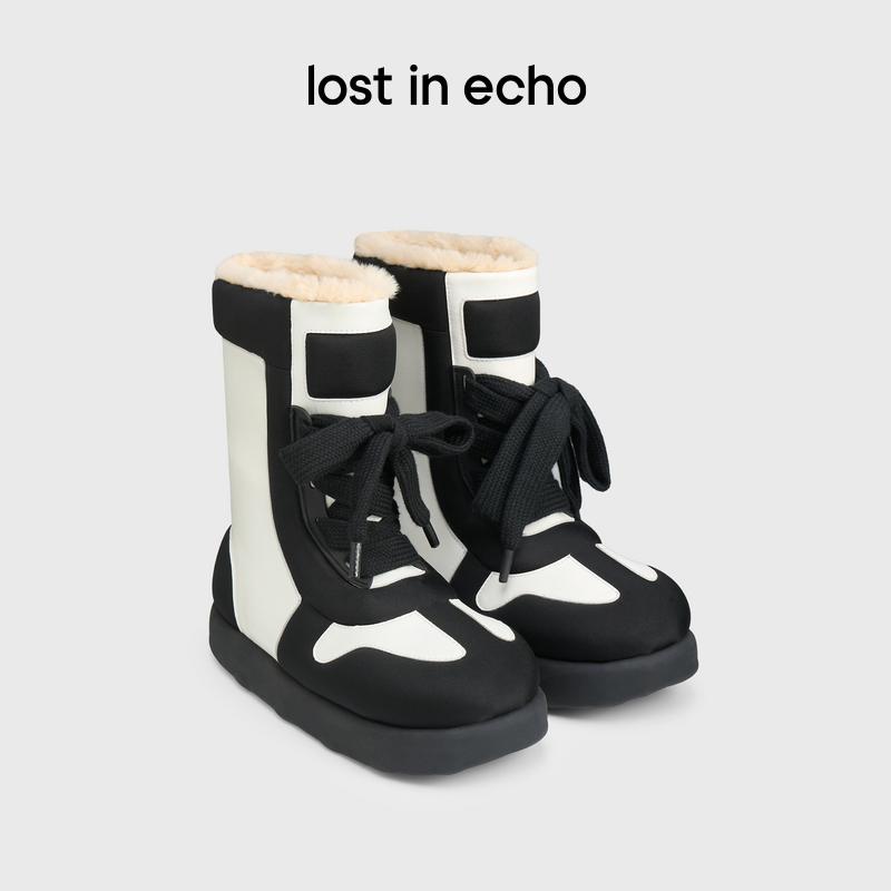【李佳琦直播间双12羽绒节】lostinecho拼接超轻厚底增高雪地靴女主图