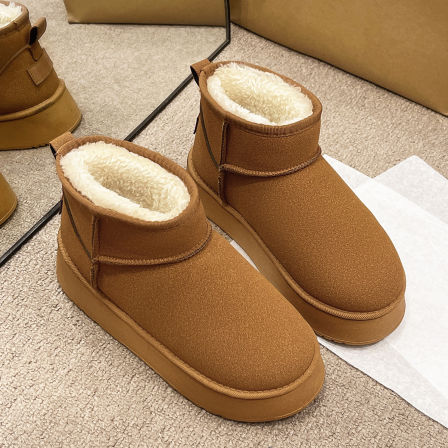 张凯丽雪地靴女款2025新款冬季加绒加厚中筒短靴防滑厚底保暖棉鞋