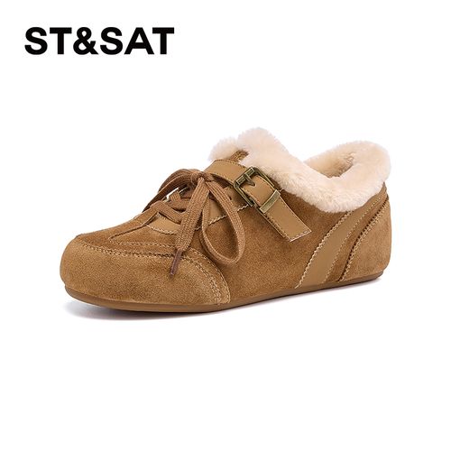 星期六复古德训鞋女2025冬季新款加绒保暖轻便舒适户外运动阿甘鞋主图