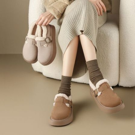 【ZHR则则】3.5CM厚底复古加绒加厚勃肯女圆头时尚鞋子百搭JF98B