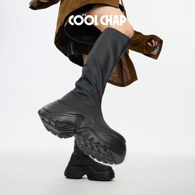 Coolchap秋冬新款熔融瘦瘦靴6.5cm厚底增高软底弹力短靴+长靴CDF主图