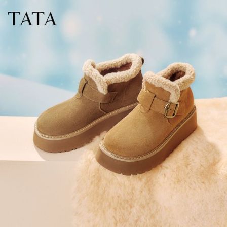TATA他她2025冬新款商场同款时尚百搭休闲雪地靴厚底女靴JXK01DD5