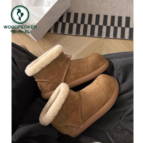 啄木鸟雪地靴短筒2025年冬季新款小土豆毛短靴厚底加厚大棉鞋保暖主图