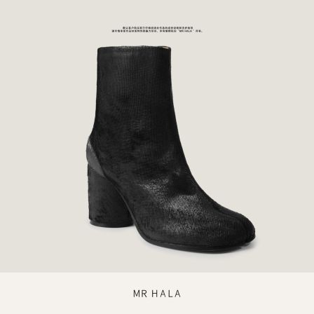 MRHALA 鸢巡植鞣牛皮手工刀割丝绒感六公分趾靴女 LX57037