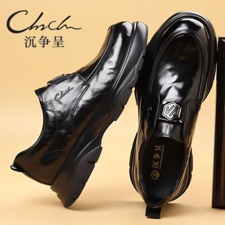 沉争呈【总裁系列】头层牛皮商务百搭套口休闲男士皮鞋