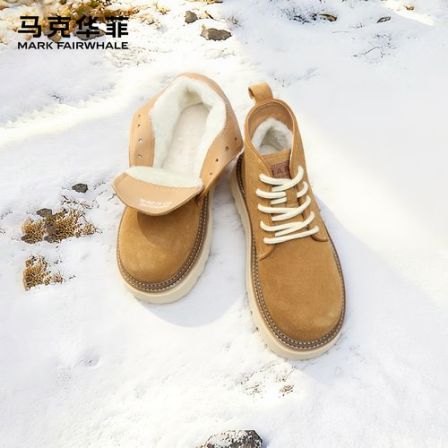 马克华菲头层牛皮马丁靴情侣秋冬增高棉鞋户外加绒百搭中帮靴子