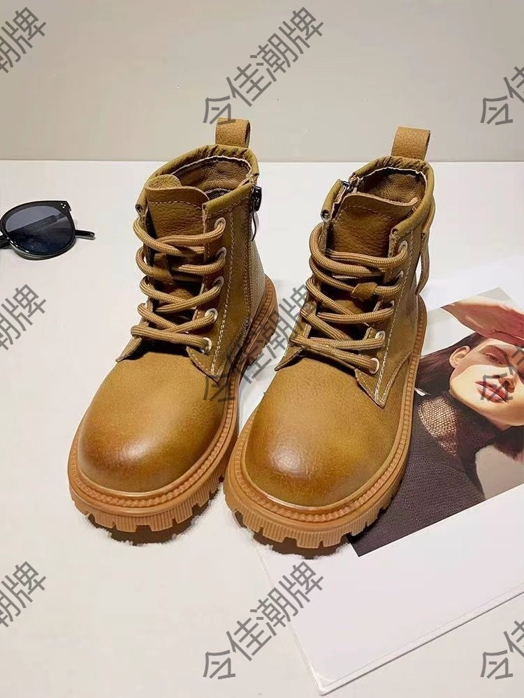 令佳潮牌秋季葡萄儿童百搭大黄靴时尚马丁靴3148靴子女儿短靴秋冬主图