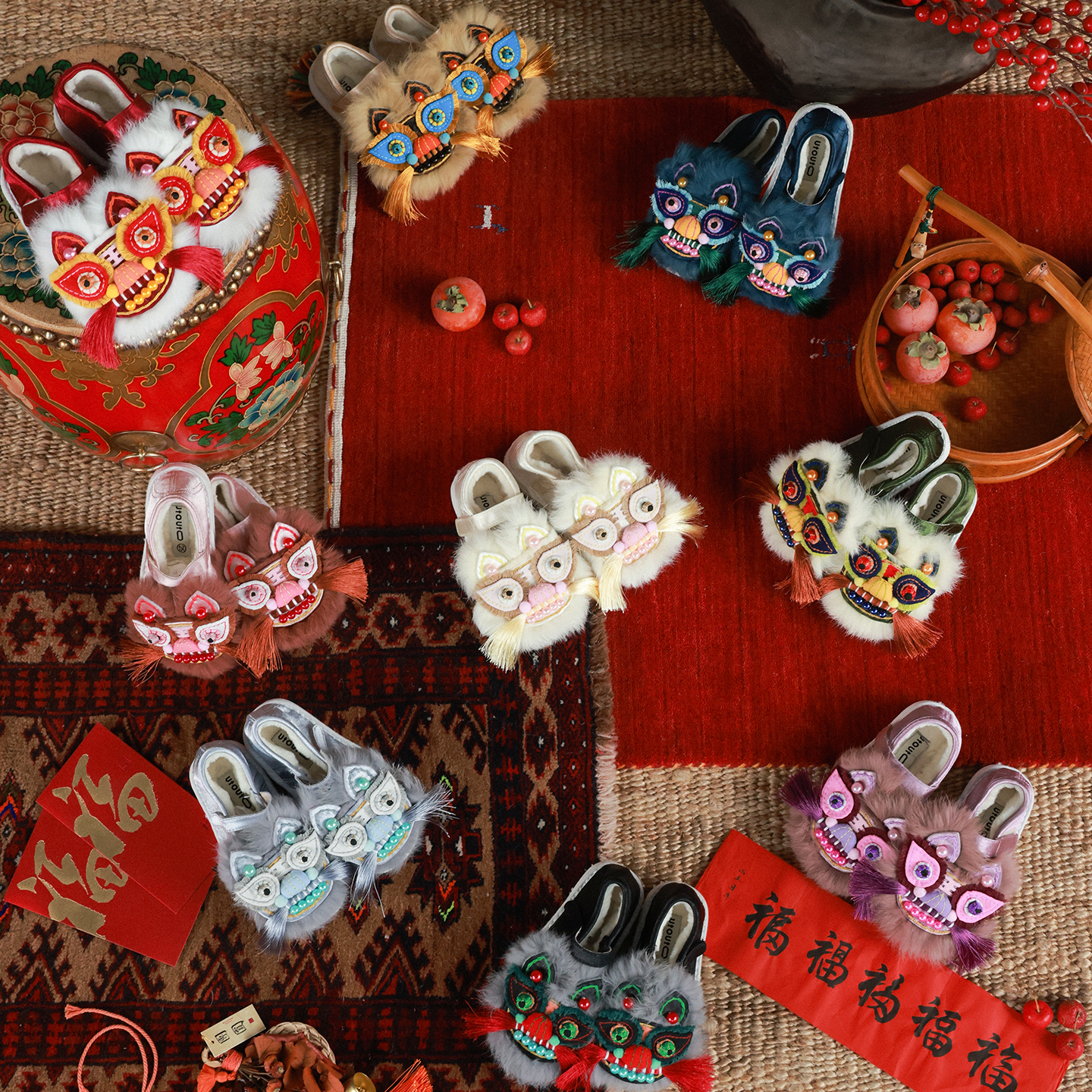 大耳象女童手工虎头鞋冬季新款宝儿加绒魔术贴中式年款鞋子过年主图