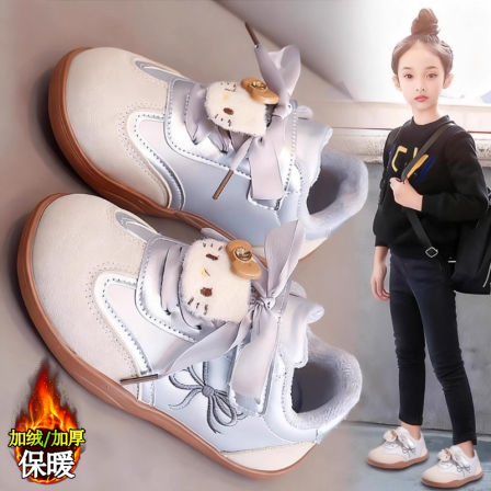 官网C&K女童运动鞋2025新款冬季儿童加绒保暖棉鞋女孩软底跑步鞋