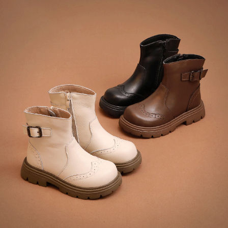 会员拍 儿童鞋子女童马丁靴 冬季加绒短靴 秋冬款 童鞋