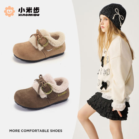 小米步女童棉鞋2025新款勃肯鞋冬季保暖加绒鞋子儿童外穿鞋中大童