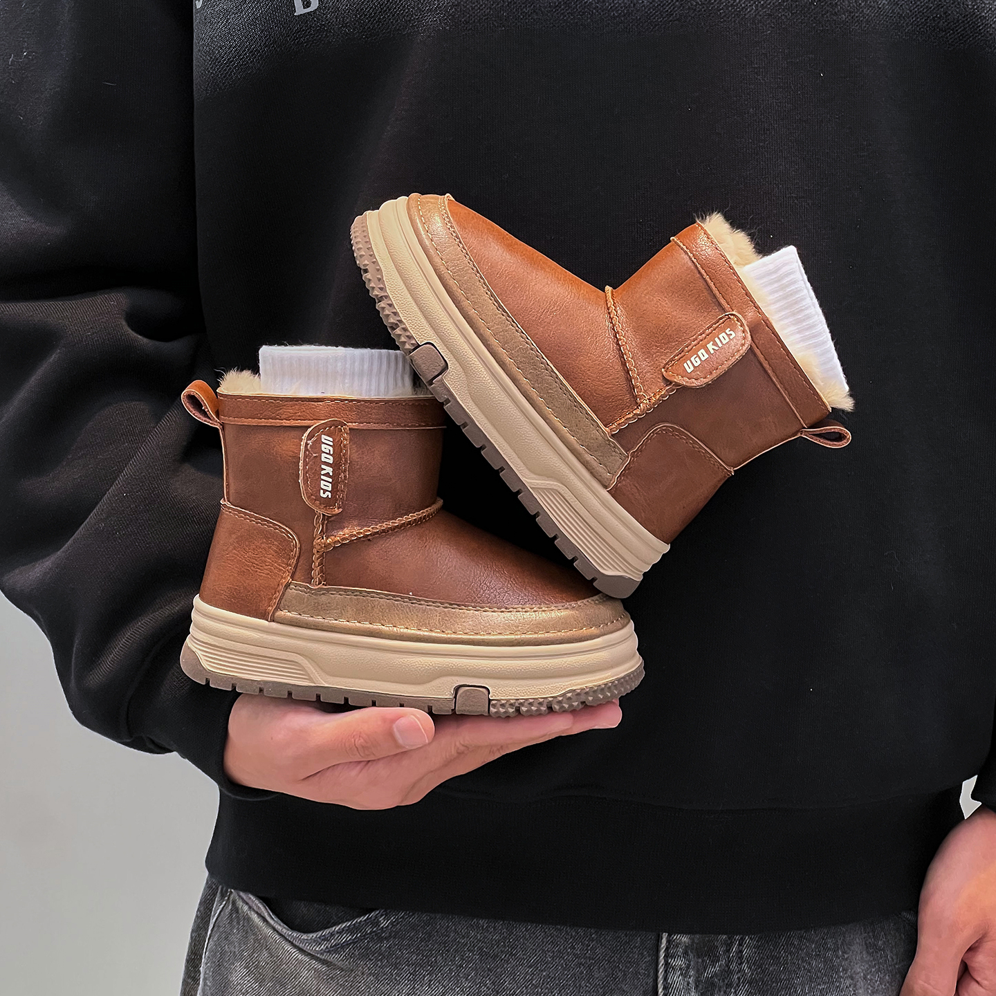 儿童雪地靴2025冬季新款加绒加厚男童大棉鞋女童鞋子防水防滑东北主图