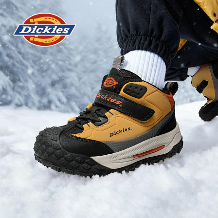 Dickies儿童高帮加绒运动鞋冬季保暖户外徒步鞋男女中大童休闲鞋
