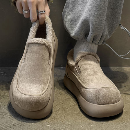 全包厚底小土豆勃肯鞋男冬季加绒保暖增高大头毛毛穆勒雪地棉鞋子