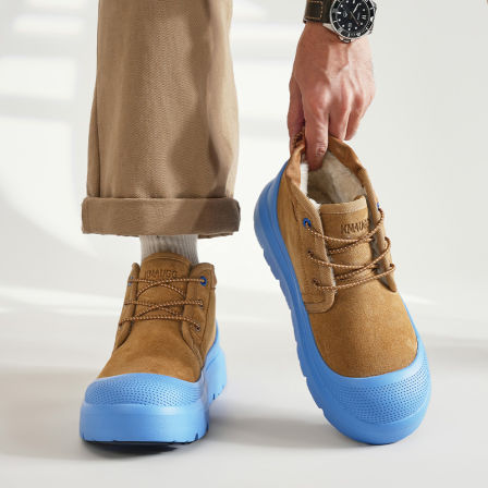 蓝色塔斯曼雪地靴男冬季厚底加绒抗寒潮牌户外东北零下40°大棉鞋